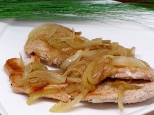 Pan Fried Turkey Cutlets Smothered in Onions